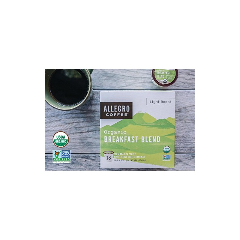 Allegro Coffee, Coffee Breakfast Blend Pods Organic 18 Count, 6.9
