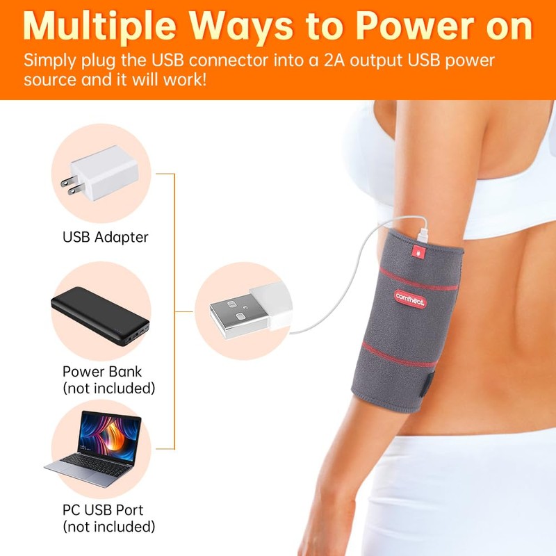 Comfheat Elbow Heating Pad Wrap for Joint Pain USB Heated