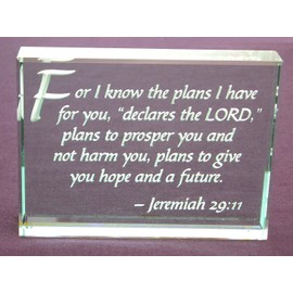 Jeremiah 29:11 Bible Verse: Hand Etched Glass Paperweight