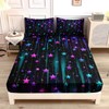 UEVBF Colorful Stars Fitted Sheet Set Queen Size,Glitter Starry Printed