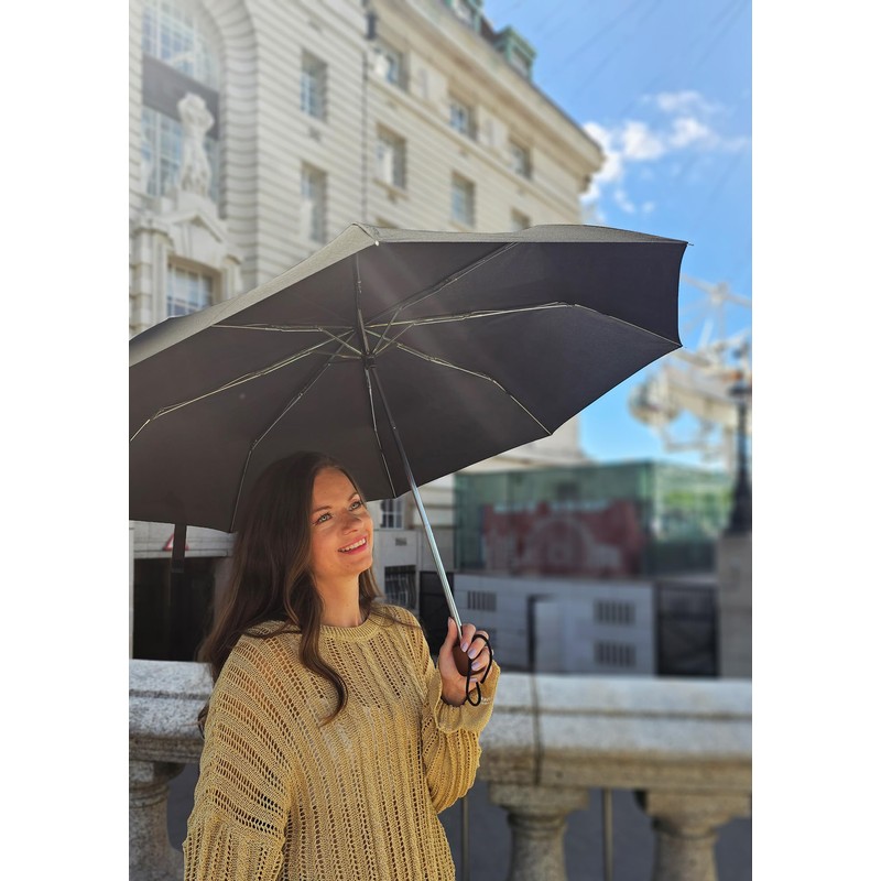 Fulton Fulton Stowaway Deluxe Black Unisex_Adult Umbrella Deluxe Black One
