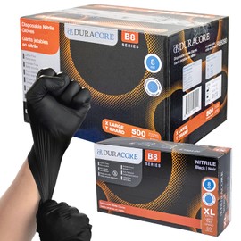 Black Disposable Nitrile Gloves, XL, Heavy Duty, Powder-Free, Mechanic, Industrial Grade, 8 MIL, Duracore B88090 (1)