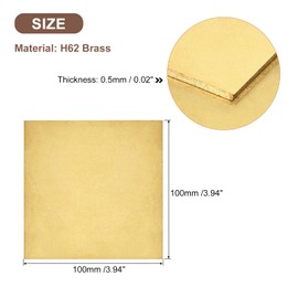 sourcing map 3Pcs Brass Sheet, 4" x 4" Metal Sheets 0.02" Thickness H62 Brass Plates for DIY Crafts, Electrical, Repairs, Industry