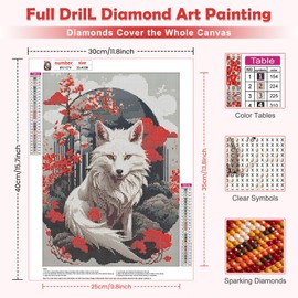 MOGTAA Fox Diamond Painting Kits for Adults, Flowers 5D Diamond Art Kits for Adults Beginners, DIY Full Drill Diamond Dots Painting Craft Kits for Home Decor Gifts 12x16 inch