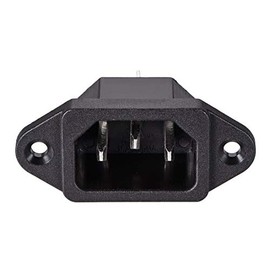 uxcell C14 Panel Mount Plug Adapter AC 250V 10A /5A 3 Pins IEC Inlet Module Plug Power Connector Socket Straight 2pcs