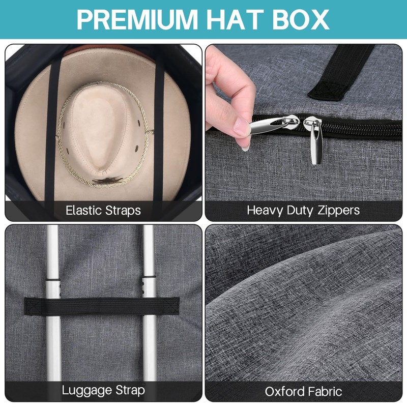 SLEEPING LAMB Hat Box for Travel and Storage, Collapsible Cowboy