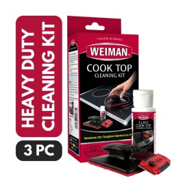 Weiman Glass Stove Top Complete Cleaning Kit Cleaner Scrubber & Scraper Included
