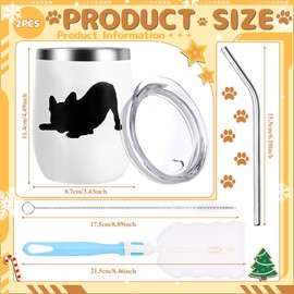 Yoiemivy Dog Lover Gifts Christmas French Bulldog Gifts Funny French Bulldog Insulated Wine Tumbler Set of 2, Christmas Birthday Gifts for Women Men Dog Lovers Mom Dad (12 oz)
