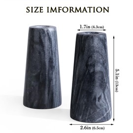 HofferRuffer Marble Candlestick Holders，Set of 2 Natural Stone Candle Holder Decorative Candle Stands for Wedding, Dinning, Party, Table Centerpieces, Fit 3/4'' Thick Taper Candles (Grey Black)
