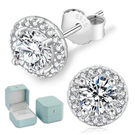 KRKC "Star Prayer" Moissanite Earrings, 0.2 - 3.0 Carats, Women's Earrings, 925 Silver, Sparkling Single Diamond, Metal Allergies, Moissanite Jewelry, Birthday, Anniversary, Mother's Day, Gift Box