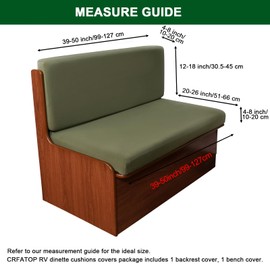 CRFATOP Solid Green RV Dinette Cushion Covers Set of 2 Soft Camper Seat Slipcover Stretch Sofa Loveseat Chair Cover Futon Protector for RV Camper Car Bench 2 Backrest Cover & 2 Bench Cover