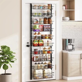 ARZEN Over the Door Pantry Organizer with Spice Rack – Adjustable 10 Tier Pantry Door Organizer and Storage Shelves – Geniune Over Door Pantry Organizer for Kitchen and Pantry Door Storage