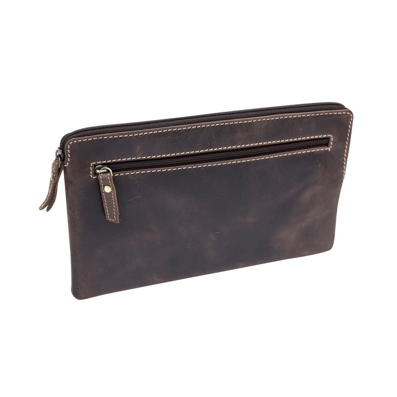 LEAS Banktasche & Geldtasche im Vintage-Style Echt-Leder, braun Special-Edition