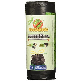 Costalitos Bio Bolsas para Basura con Jareta, 1 ROLLO, color Negro, Mediano, 48 x 60 cm