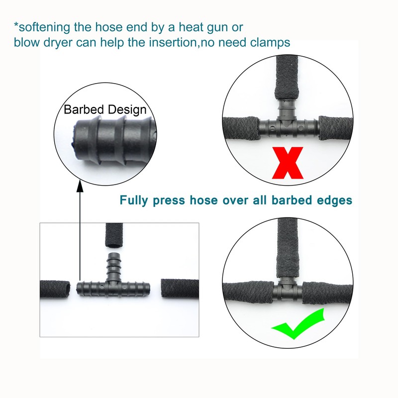 Soaker Hose Accessory, Garden Hose Fittings Kit for 1/2" Tubing,