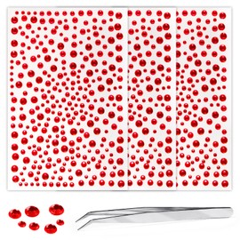 BYNYTO 975Pcs Face Gems Hair Gems, Self-Adhesive Face Jewels Eye Jewels Rhinestones 3/4/5/6 mm DIY Face Gems Stick on, Hair Body Rhinestones Gems Crystals Pearls for Face Makeup, Crafts (gem_red)
