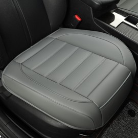Vankerful 1 Pack Leather Front Car Seat Covers,Bottom Seat Covers for Cars,Driver Car Seat Cover,Luxury Seat Protectors,Waterproof,Anti-Slip,Full Wrap,for Most Vehicles,Sedan,Truck,SUV(Grey)