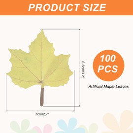 sourcing map 200 Pack Artificial Maple Leaves Fall Leave Cutouts Stickers Thanksgiving Day Autumn Leaf Decorate Yellow with Glue 2.8x3.3 Inch for Wedding Thanksgiving Parties Crafts