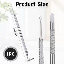 Nagelhautschieber Profi Edelstahl Doppelendig Nagelschieber Metallspatel Spatel Cuticle Pusher Reiniger zur Vorbehandlung mit Selbstklebend Schleifpapier für abgestorbene Haut Fingernägeln Maniküre