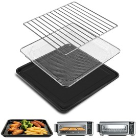 GWY 3 IN 1 Air Fryer Accessories For Ninja Foodi 8 in 1 SP101 Digital Countertop Oven, 13.4''*13.4'' Stainless Steel Air Fryer Accessories Roasting Steamer Grill Racks Baking Tray，Dishwasher safe