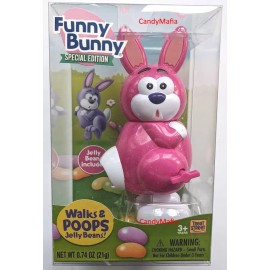 CandyMafia Pooping Easter Bunny Jelly Bean Walking Dispenser Easter Basket Candy - Pink