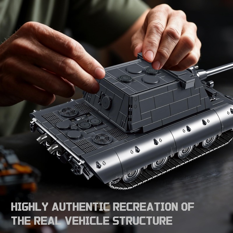honchoes WW2 E-100 Heavy Tank Building Sets, Army Military Vehicles