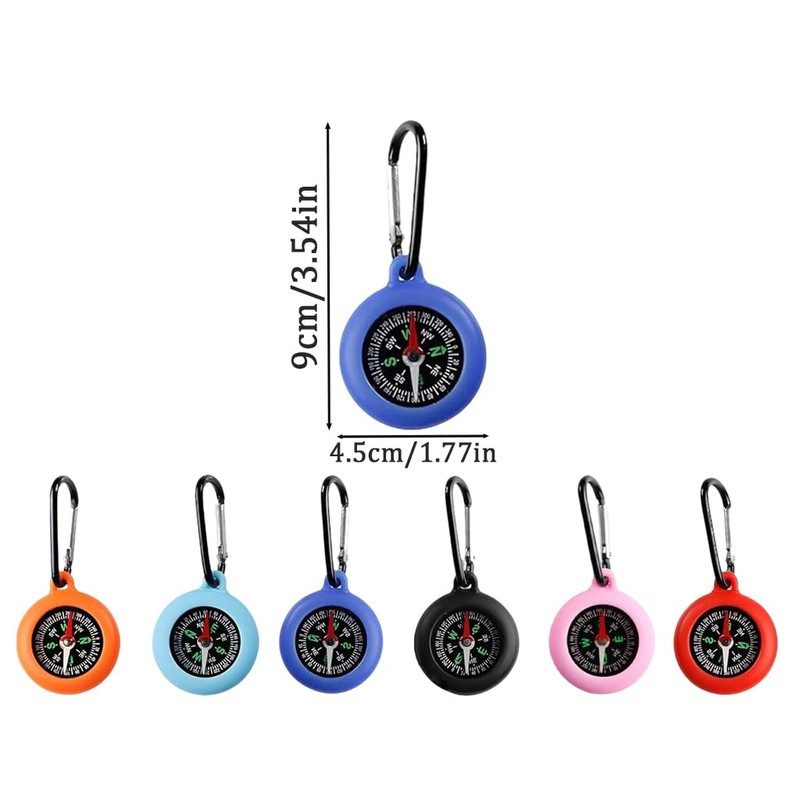 Anlising Mini Compass, Pack of 6 Compass with Carabiner Hook,