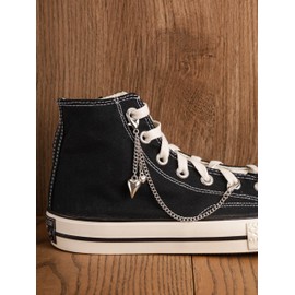 HAQUIL 2PCS Punk Goth Heart Metal Shoe Chain, Shoe Charms, Shoelace Chains, Shoe Lace Charm Chains, Footwear Jewelry Accessories, Free size, Alloy, No Gemstone