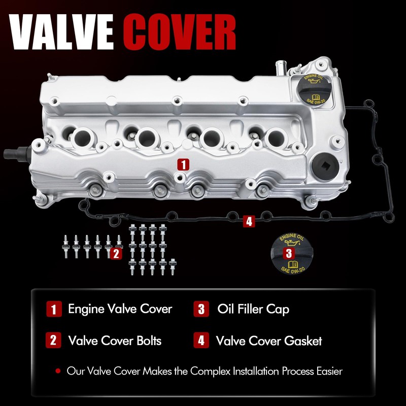 MITZONE Aluminum Valve Cover Compatible with 2014-2018 Jeep 2013-2016 Dodge