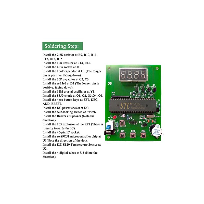 Kits de práctica de soldadura DIY DS18B20 Módulo de sensor