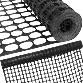 Houseables Fencing, Temporary Fence, Snow Fence, 4x100' Feet, 10.55 lb/roll, Black Plastic Fencing, Deer Netting, Plastic Mesh Roll, Safety Netting, Construction, Yard, Garden, Chicken, Dogs, Backyard