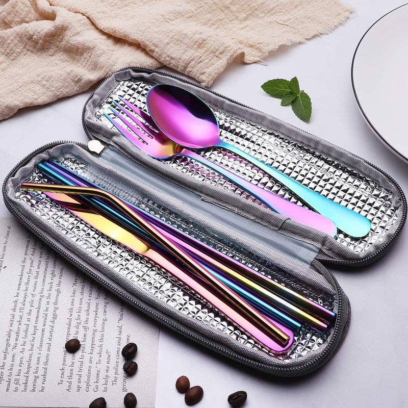 Portable Stainless Steel Flatware Set, Travel Camping Cutlery Set, Portable
