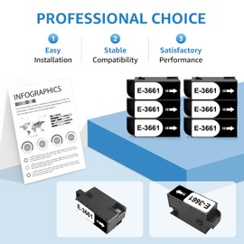 Yongairuink T3661 Ink Maintenance Box Replacement for C13T366100 3661 for EPN XP-8500 XP-8505 XP-8600 XP‑8605 XP-8700 XP-6000 XP-6001 XP-6005 XP-6100 XP-6105 XP-15000 XP-15010 XP-15080 XP-970 (6 Pack)
