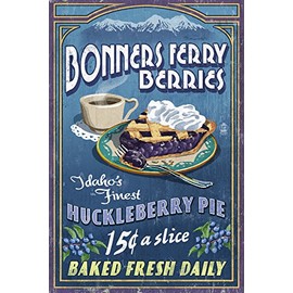 Bonners Ferry, Idaho - Huckleberry Pie Vintage Sign (36x54 Giclee Gallery Print, Wall Decor Travel Poster)