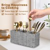 Ayiaren Gray Wicker Cutlery Silverware Holder Utensil Organizer Holder for