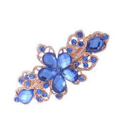 Riggle Barrette Clip On Hair Clip, Hair Ornament, Glitter, Flowers, Blossoms, Blue