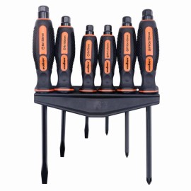 HORUSDY 6PC Magnetic Screwdriver Set 3 Slotted 3 Phillips Hexagon Cap Industrial Grade