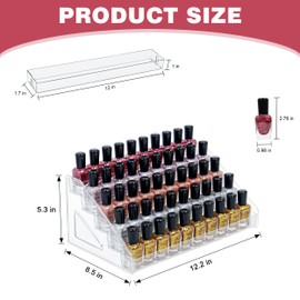DTXIAQIAO 5-Tier Clear Acrylic Nail Polish Organizer, Holds 40-80 Bottles, Multi-Purpose Display for Nail Polish, Sunglasses, Essential Oils and Cosmetics