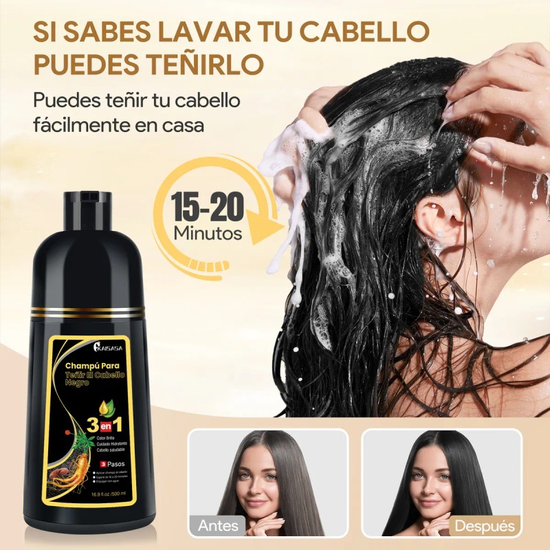 Shampoo Tinte Cubre Canas Contiene Extracto De Ginseng 500ml