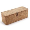 DECRAFTS Seagrass Storage Basket with Lid Small Woven Shelf Baskets