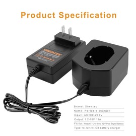 Shentec 1.2V-18V Charger UC18YG Compatible with Hitachi Ni-MH/Ni-Cd 7.2V 9.6V 12V 14.4V 18V Pod Style Battery (Not for Li-ion Battery)