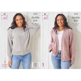 King Cole Women's Knitting Pattern Double Knit Sweater and Cardigan (6160), 81cm – 127cm (32” – 50” Inches)
