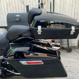 ECOTRIC Trunk Mount Bracket Compatible with 1984-UP Harley Softail Heritage Deluxe Fat Boy Motorcycle Touring Luggage Storage Box Mount Chrome Steel