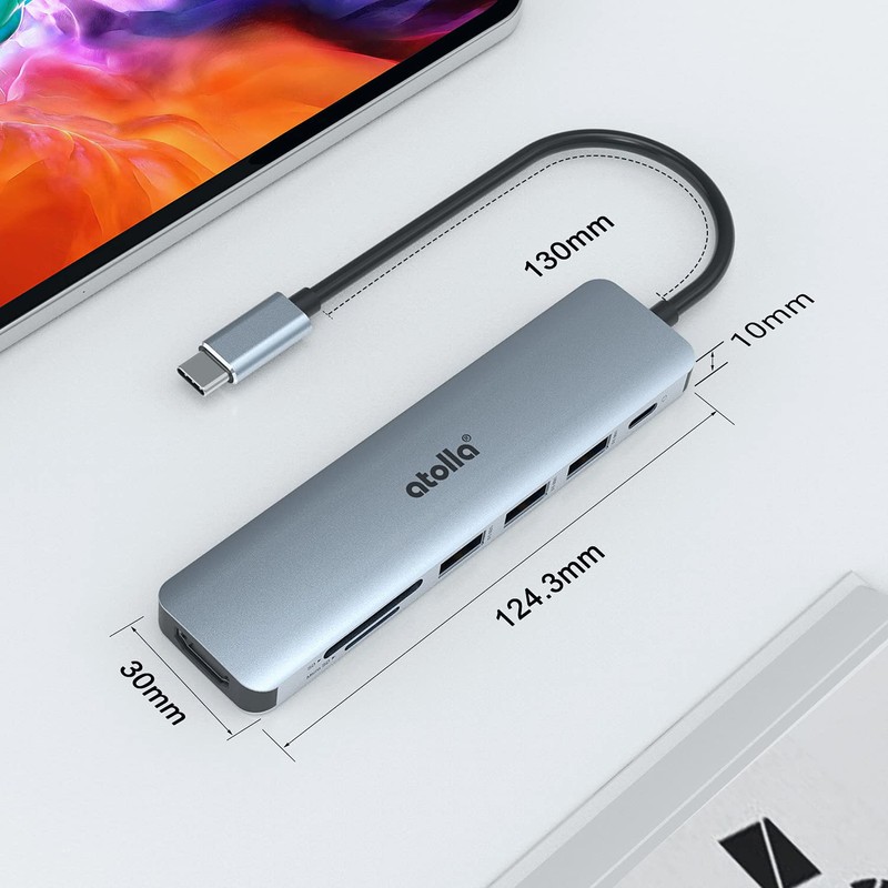atolla USB C HUB, 7 en 1 Adaptador USB C