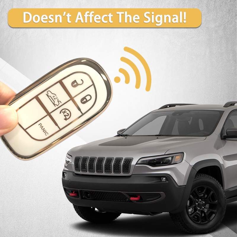 TPU Key Fob Cover Compatible with Jeep Grand Cherokee/Dodge Charger/Challenger/RAM