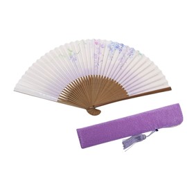 Hasegawa Women's Kyo Fan, Fan Bag Included, Gift Box Included, Wisteria