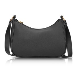 WisePoint Ladies Handbags, PU Leather Small Shoulder Bag for Women Mini Handbag with Zipper, Lady Underarm Bag for Shopping, Dating, Travelling (black)