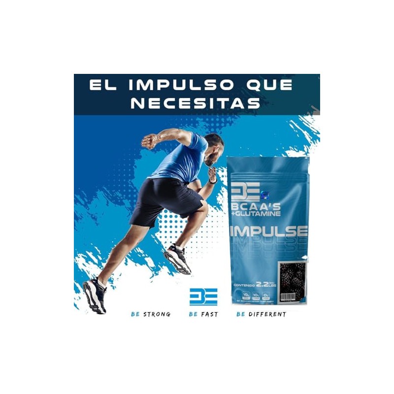 Impulse Bcaas Glutamina 1 Kg 50 Servicios sabor Mora