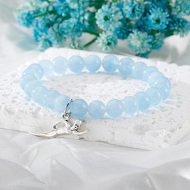 liforlove Swimming Lover Gift Swimmer Inspiration Gifts Swimmer Charm Bracelet Swimming Jewelry for Women (Aquamarine Swimming Bracelet)