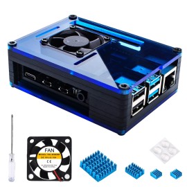 Miuzei Raspberry Pi 4 Case With Fan Cooling , 4 Pcs Aluminum Heat Sink